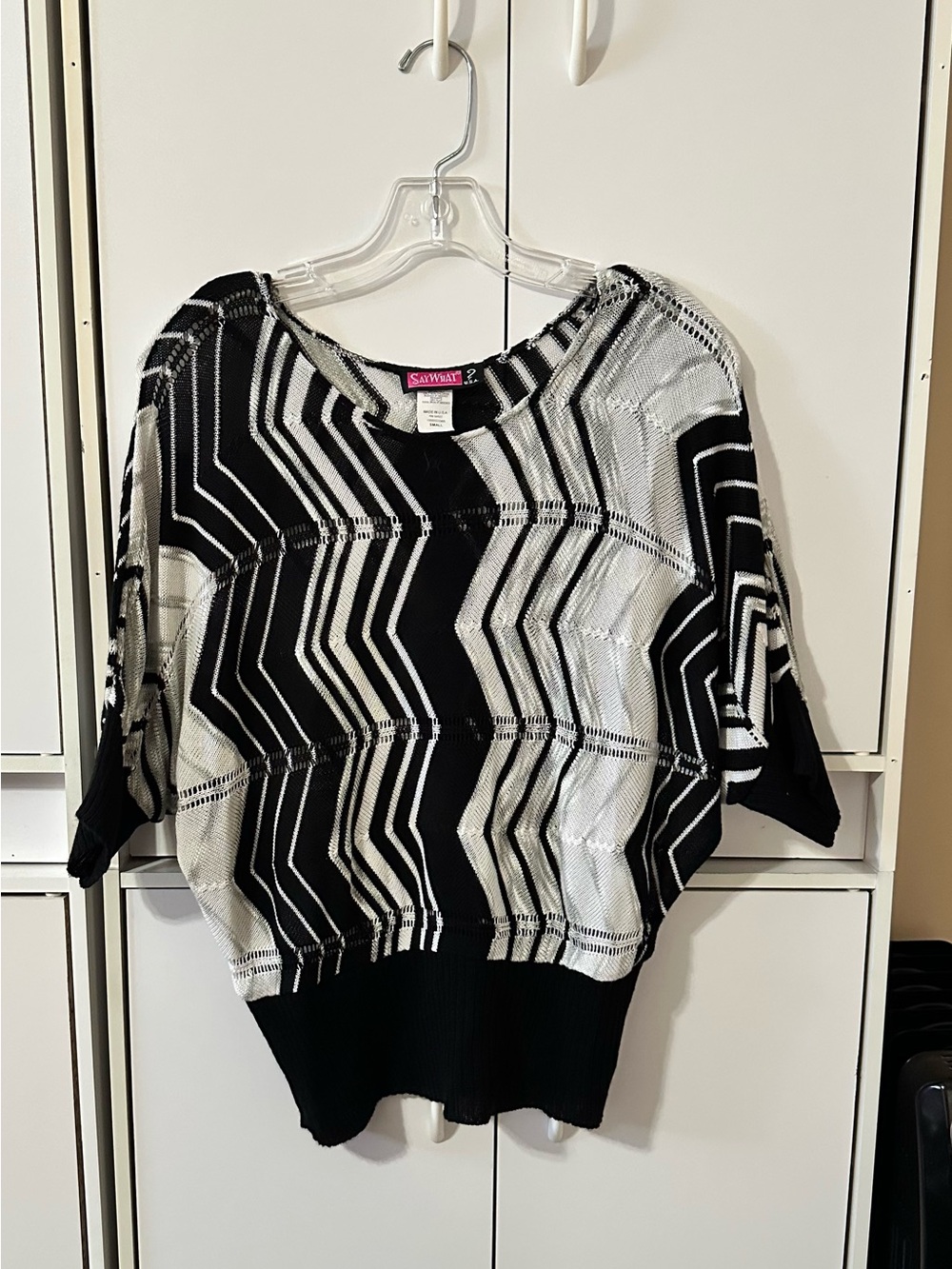 Say What Black and White Chevron Knit Top